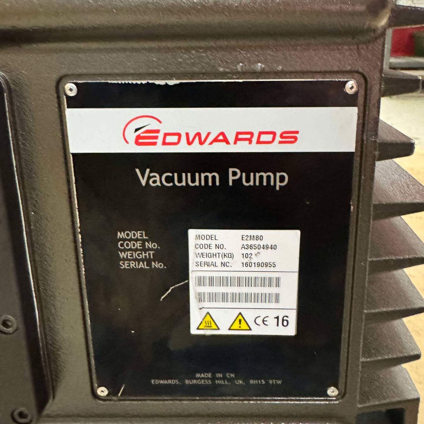 Reconditioned Edwards E2M80 Rotary Vane Pump