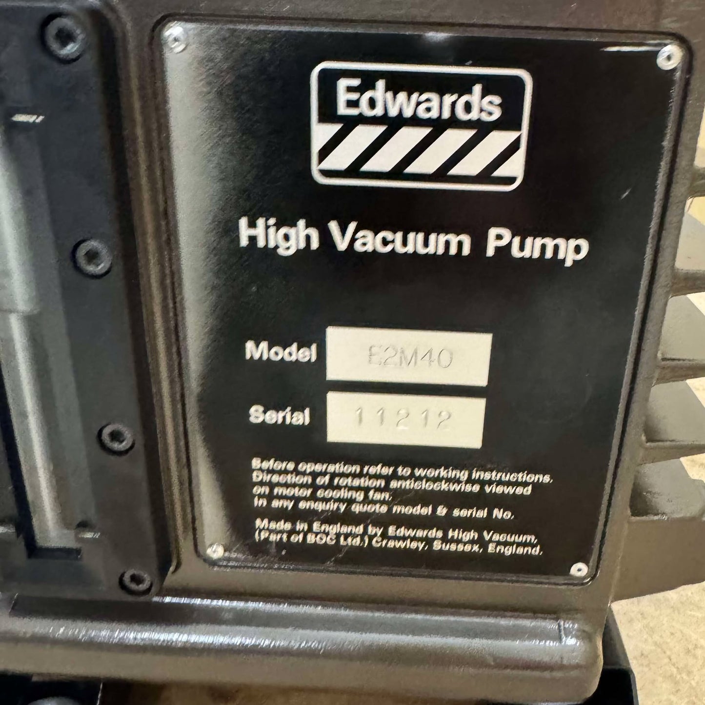 Reconditioned Edwards E2M40 Rotary Vane Pump